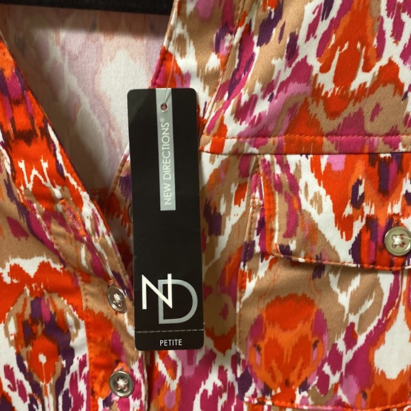 New Directions Petite Medium Pattern Dress NWT Orange and Pink - Picture 11 of 16